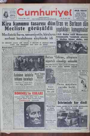 Cumhuriyet Gazetesi January 31, 1950 kapağı