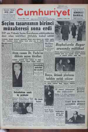 Cumhuriyet Gazetesi February 11, 1950 kapağı