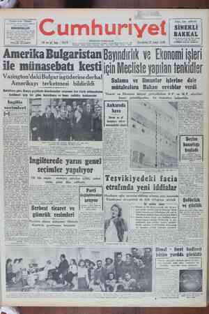 Cumhuriyet Gazetesi February 22, 1950 kapağı