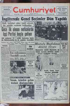 Cumhuriyet Gazetesi February 24, 1950 kapağı