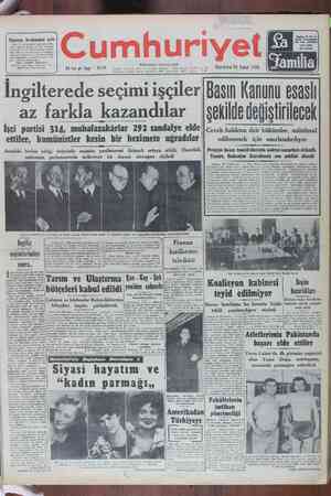 Cumhuriyet Gazetesi February 25, 1950 kapağı