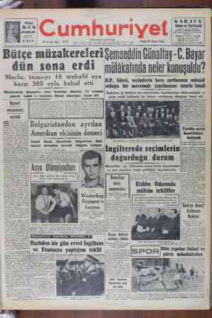 Cumhuriyet Gazetesi February 26, 1950 kapağı