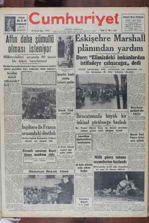 Cumhuriyet Gazetesi March 12, 1950 kapağı
