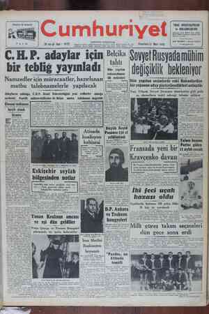 Cumhuriyet Gazetesi March 13, 1950 kapağı