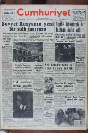 Cumhuriyet Gazetesi March 14, 1950 kapağı