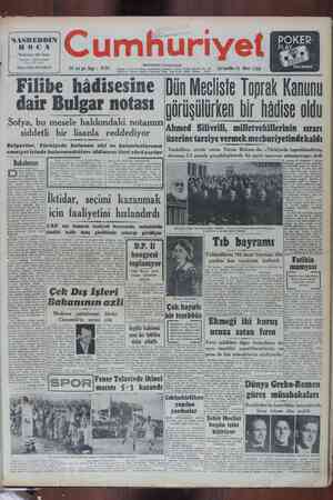 Cumhuriyet Gazetesi March 15, 1950 kapağı