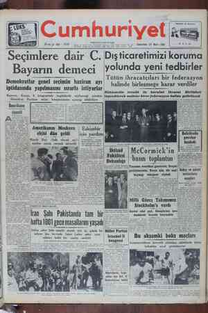 Cumhuriyet Gazetesi March 18, 1950 kapağı
