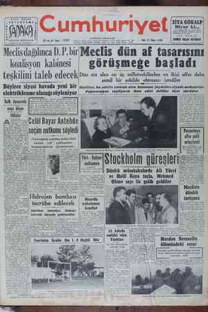 Cumhuriyet Gazetesi 21 Mart 1950 kapağı