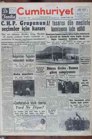 Cumhuriyet Gazetesi March 22, 1950 kapağı