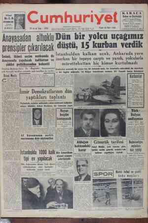 Cumhuriyet Gazetesi 26 Mart 1950 kapağı