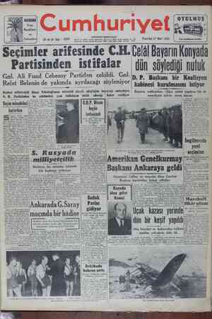 Cumhuriyet Gazetesi 27 Mart 1950 kapağı