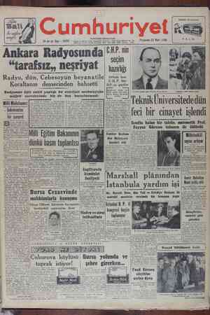 Cumhuriyet Gazetesi March 30, 1950 kapağı