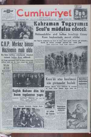 Cumhuriyet Gazetesi December 13, 1950 kapağı