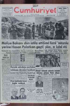 Cumhuriyet Gazetesi December 15, 1950 kapağı