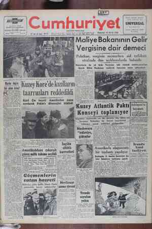 Cumhuriyet Gazetesi December 18, 1950 kapağı