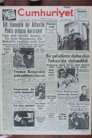 Cumhuriyet Gazetesi December 19, 1950 kapağı