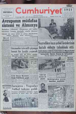 Cumhuriyet Gazetesi 28 Aralık 1950 kapağı
