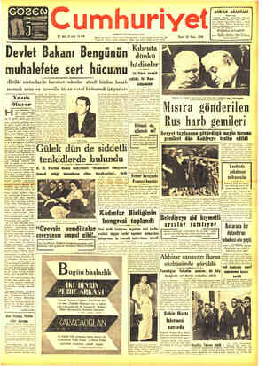  GÖZEN D/ Gbmmmrmf' KURUCUSU: Dİ 31 ini yıl sayı 11408 a 2 KUR'AN ANAHTARI Devlet Bakanı Bengünün "üre hâdiseler muhalefete