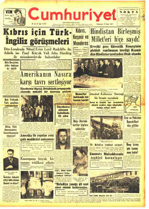  VİM * benim ;aqx e kolumdur, — 32 nci yıl sayı 11.675 Ömer Seyfeddin Külliyatı: 10 Cumartesi 26 Ocak 1957 Kıbrıs için Türk: