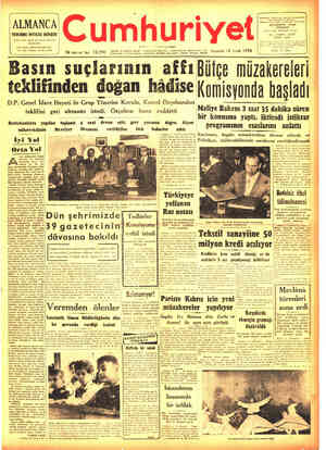 maCumhuriyet v vbrıe YUNUS NADI D e li üi aa Söcüno  Persembe 18 Arahk 1958 No: 432. Teleton SA4 vect yal Sayı 12.356 — üüü