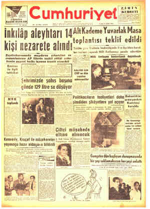  Cumhurıvet KURUCUSU: YUNUS NADİ ” adresik. Curahur 38. yıl Sayı 13.324 Tilaar D ER e n0 n AltKademe Yuvarlak Masa 4 ınkılal]