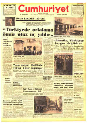  UYG ARLİK Cumhuri KURUCUSU: YUNUS NADİ 41 yıl sayı 14551 Todlur G No z ü n -2cn-n c n - SAĞLIK BAKANLIĞI BÜTÇESİ DEMİR :...