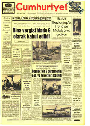  B Çalgıcının Seyahati 49. yıl, sayı: 17198 — TüRELE ve mektup adresi: 2 4200 — Kurucusu: YUNUS NADİ Cumhuriyet 1 l — Posta