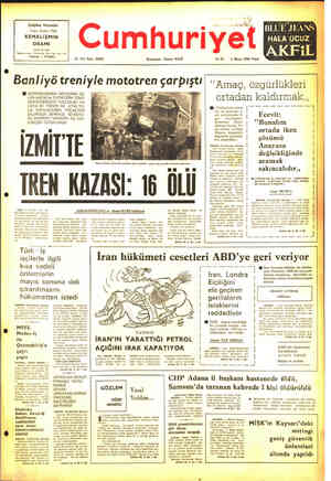  Çağdaş Yayınları w atvrla Z Cumhuriyet EDERİ S0 URA İsteme adresi: Türkocağı Cod. No: 20 « 41 Coğaloğlu — İSTANBUL BLUE JEANS