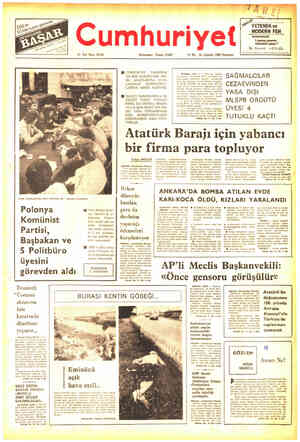  'RE 5 SS YETENEK ve Cumhuriyet *> Devre 1-EYLİ 5I. Yıl; Sayı: 20145 Kurucusu: Yanus NADİ 10 TL. 25 Ağustos 1980 Pazartesi N