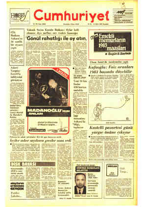  H UUSLARARAS KAT b nam üdek  TCAn ei 59, Yil; Sayı: 20902 Cumhuriyet Kurucusu : Yanus NADİ 30 TL. 14 Ekim 1982 Perşembe CİA