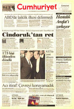  RADYO UMUT Cumhuriye > Cumhuriyet t “İNTERNET'TE 4 — wewwcumhuriyet.com.tr Wwww.Cumhuriyet.com 78. YIL SAYI: 28540 / 150000