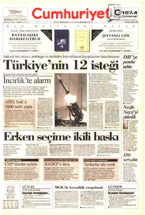  —£t - ©Ghoza Cumhuriyet L VE ÇEVRESİNDE YAYINDAYIZ 29 OCAK 1999 CUMA Cumhuriyet Kitap Kulübü Sergi Salonlarında ve...