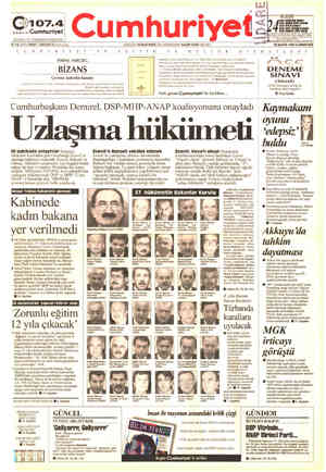  O107.4 saovo Cumhuriyet İSTANBUL VE ÇEVRESİNDE YAYINDAYIZ. Cumthuriyet5 76. YIL SAYI: 26897 / 225.000 TL (KOY içinde)...