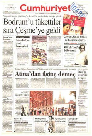  n r UCU GÜLLÜ KUNDURA Muzafler Buyrukçu n z ee Ca aa Cumhurıye 80. YIL SAYI: 28417 / 500.000 TL KDW içinde) UCUSU YUNUS NADİ