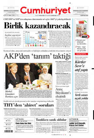  6 EKİM 2006 CUMA 83. YIL SAYI: 29584 / 75 YK xDv içinde) CHP, DSP ve SHP'nin anlaşması durumunda sol oylar AKP'yi...