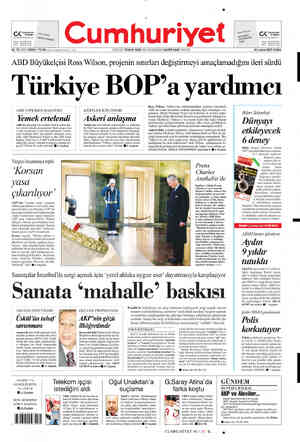  Cümhüriyet — , Ritapları — TAHAToroş irsaşinen O NÂZİM Hikyey Cumhuriyet UN SAGIK ARIN ÖöTÜNDEKİ TI 84. YIL SAYI: 30004 / 75