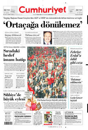  Cümhüriyet a) KŞT ADt neci ZL yaaşnan TİYATROD, A Te üDAT YUSZAMANI Cumhuriyet -— <- Pa l er G 84. YIL SAYI: 30074 / 75 YK