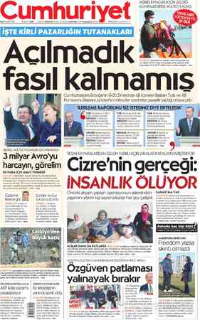  MERKELİN PAZARLIK İCİN GELDİĞİ GÜN BALIKESİRDE MÜLTECİ FACİASI SALI 9 ŞUBAT 2016 gI. YIL SAYI 32997 — — KURUCUSU YUNUSNADİ