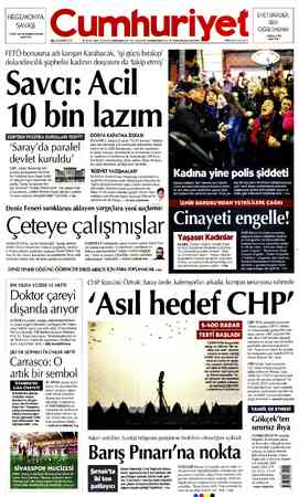 Cumhuriyet sayfa 1