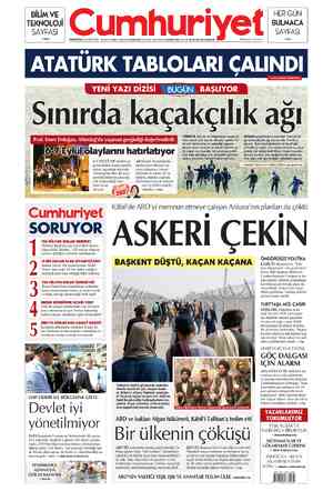  HER GÜN BULMACA SAYFASI >l4'te BİLİM VE | TEKNOLOJİ SAYFASI >16'da Cumfhuriyet PAZARTESİ t6 AĞUSTOS 2021 - 97.YIL SAYI: 35009