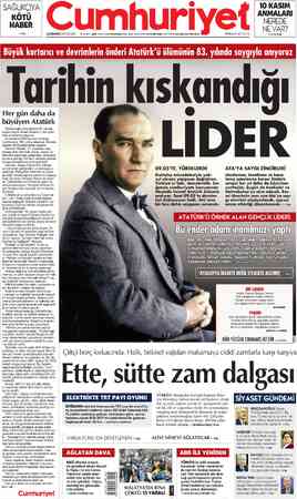  SAĞLIKÇIYA KÖTÜ HABER >3'te ÇARŞAMBA (OKASIM 2021 97. YIL SAYI: 35095 KURUCUSU YUNUS NADİ (1924-1945) BAŞYAZARLARI NADİR NADİ