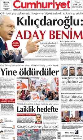Cumhuriyet sayfa 1