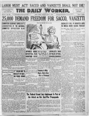 The Daily Worker Newspaper July 8, 1927 kapağı