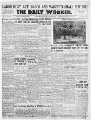 The Daily Worker Newspaper July 9, 1927 kapağı