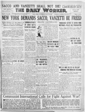 The Daily Worker Newspaper July 30, 1927 kapağı