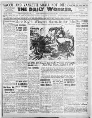 The Daily Worker Newspaper August 2, 1927 kapağı