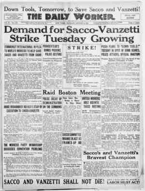 The Daily Worker Newspaper August 8, 1927 kapağı