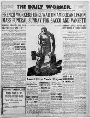The Daily Worker Newspaper August 25, 1927 kapağı