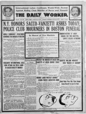 The Daily Worker Newspaper August 29, 1927 kapağı