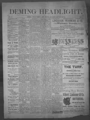 Deming Headlight Newspaper 25 Ocak 1890 kapağı